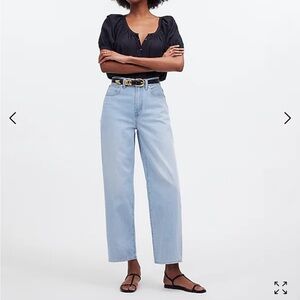 Madewell petite perfect wide leg jean Fitzgerald wash 26p light blue wide crop